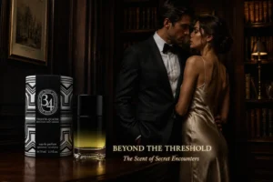 A glass bottle of Diptyque 34 Boulevard Saint Germain Eau de Parfum with a black label and Basile pattern.