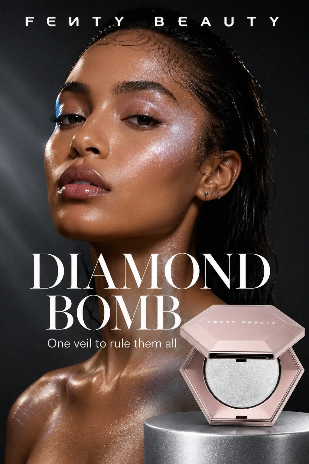 Close up of sparkling highlighter on skin