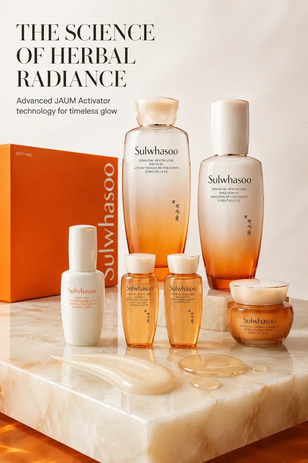 Refined skincare bottles from the revitalizing collection
