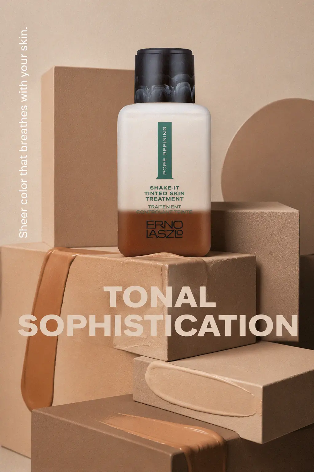 The heritage shake to activate bottle on a vanity