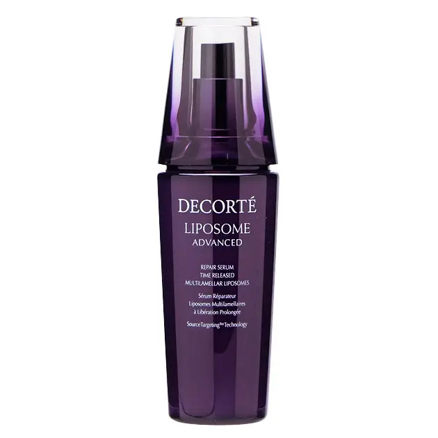 The Decorté Liposome Advanced Repair Serum on a luxury vanity