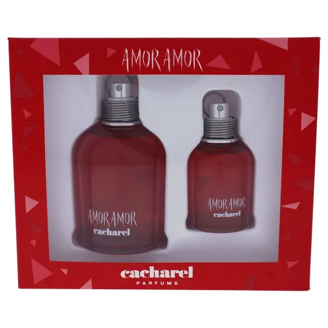 Cacharel Amor Amor Eau De Toilette 2 Piece Gift Set signature red bottles