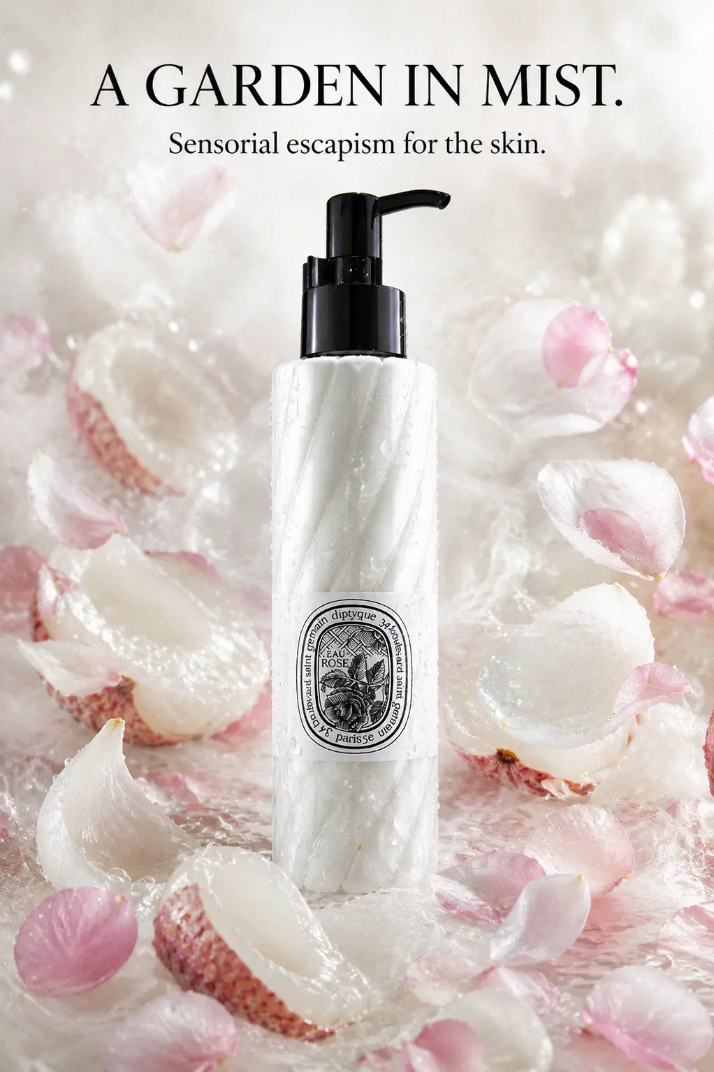 Milky texture of a premium rose lotion