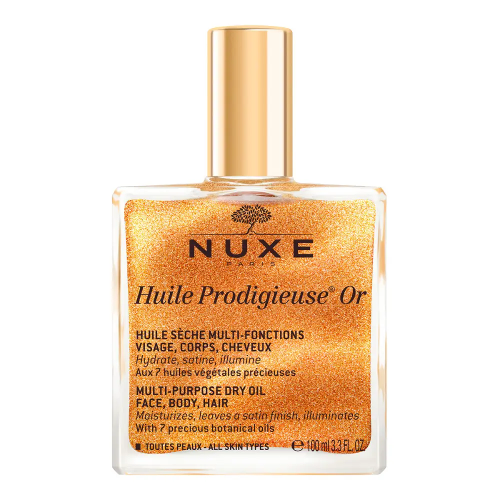 Nuxe Huile Prodigieuse Or shimmering dry oil in a glass bottle