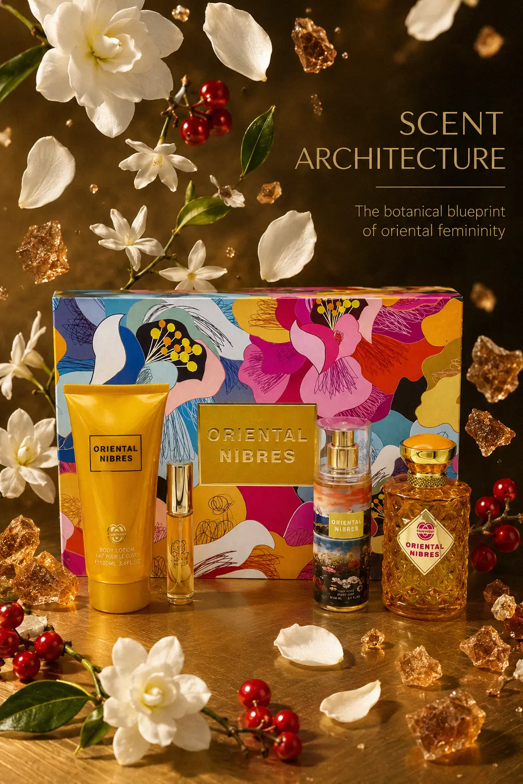 Elegant perfume layering set on vanity