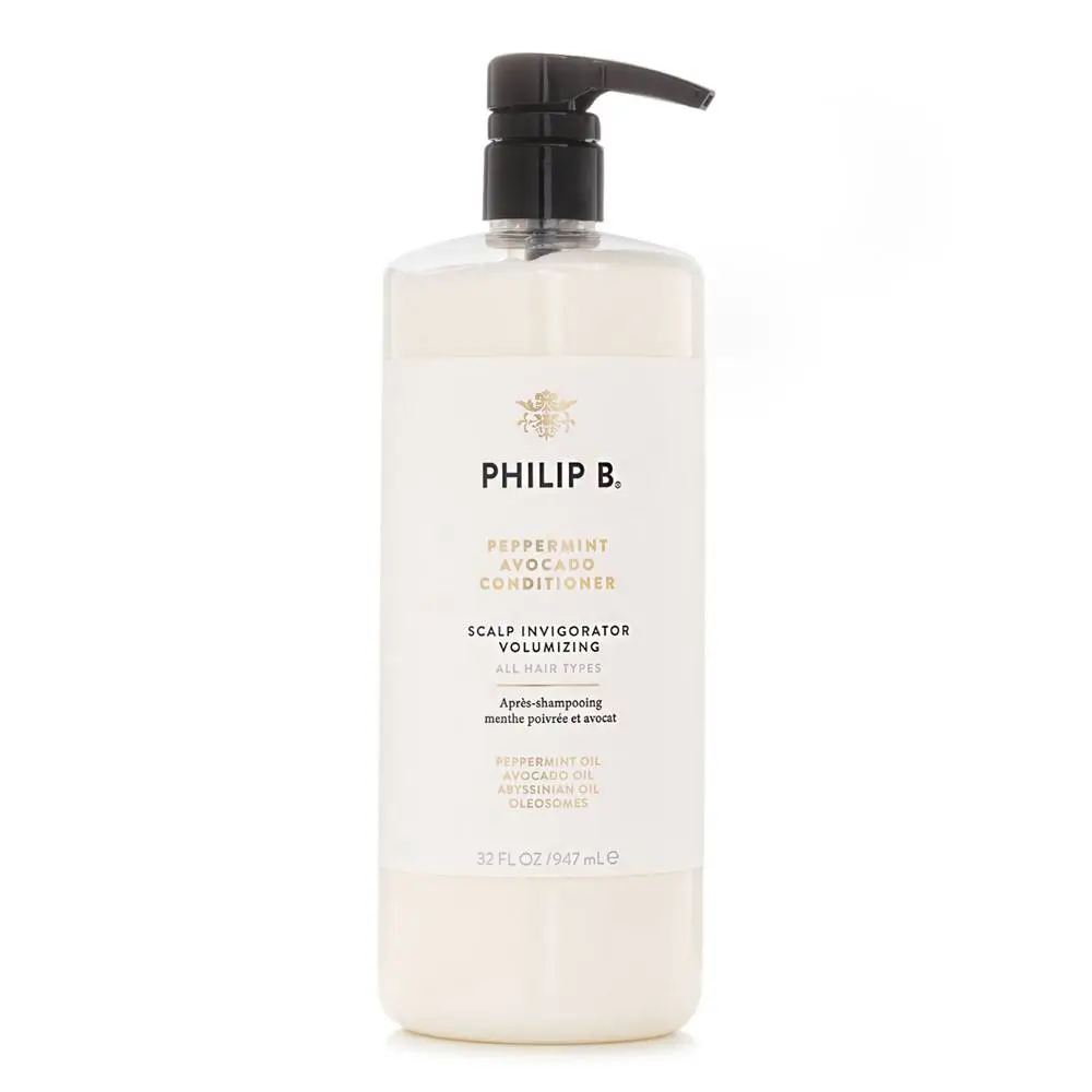 A cooling scalp ritual featuring the Philip B Peppermint Avocado Conditioner