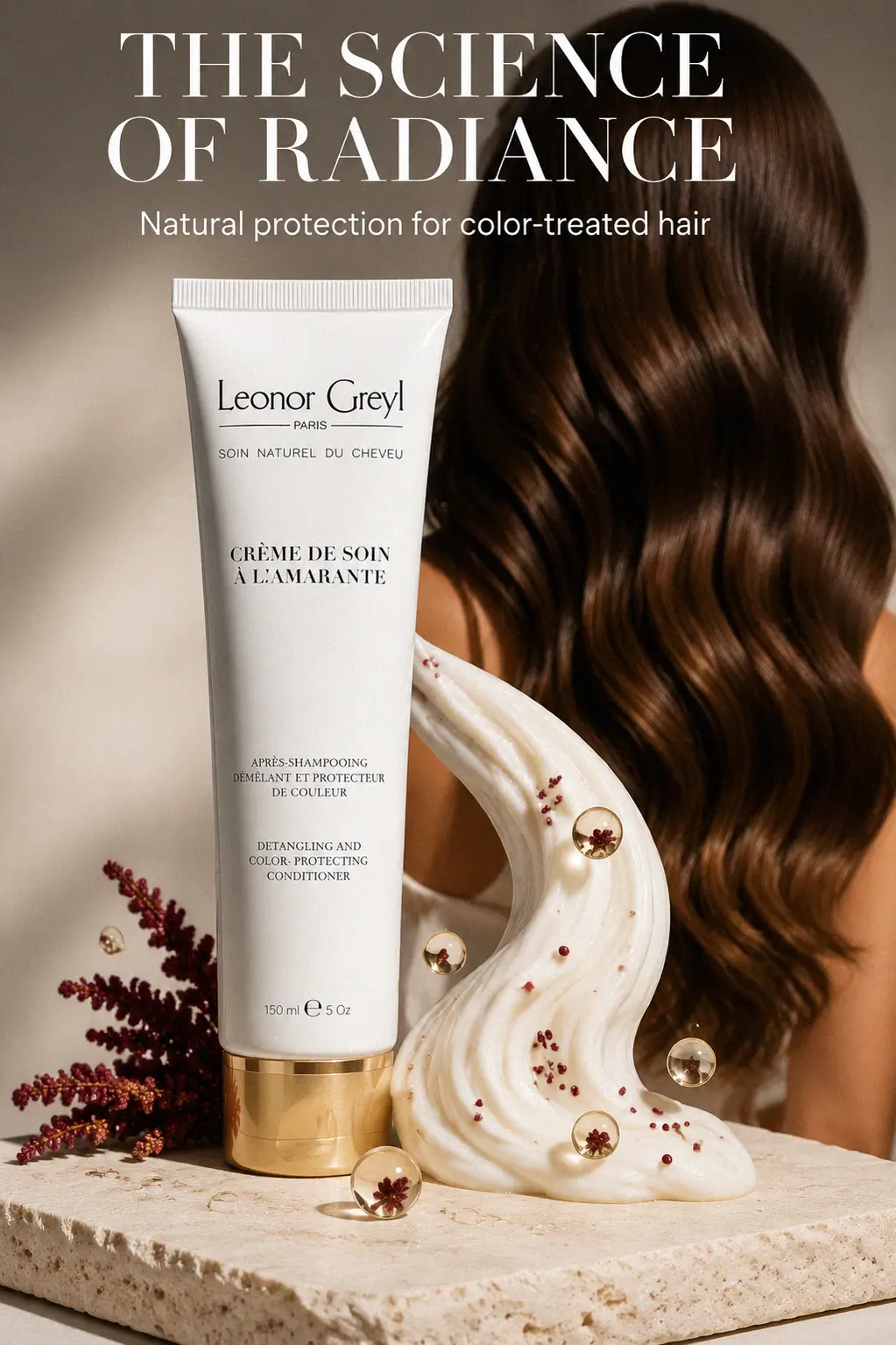 Detangling color-protecting hair cream texture