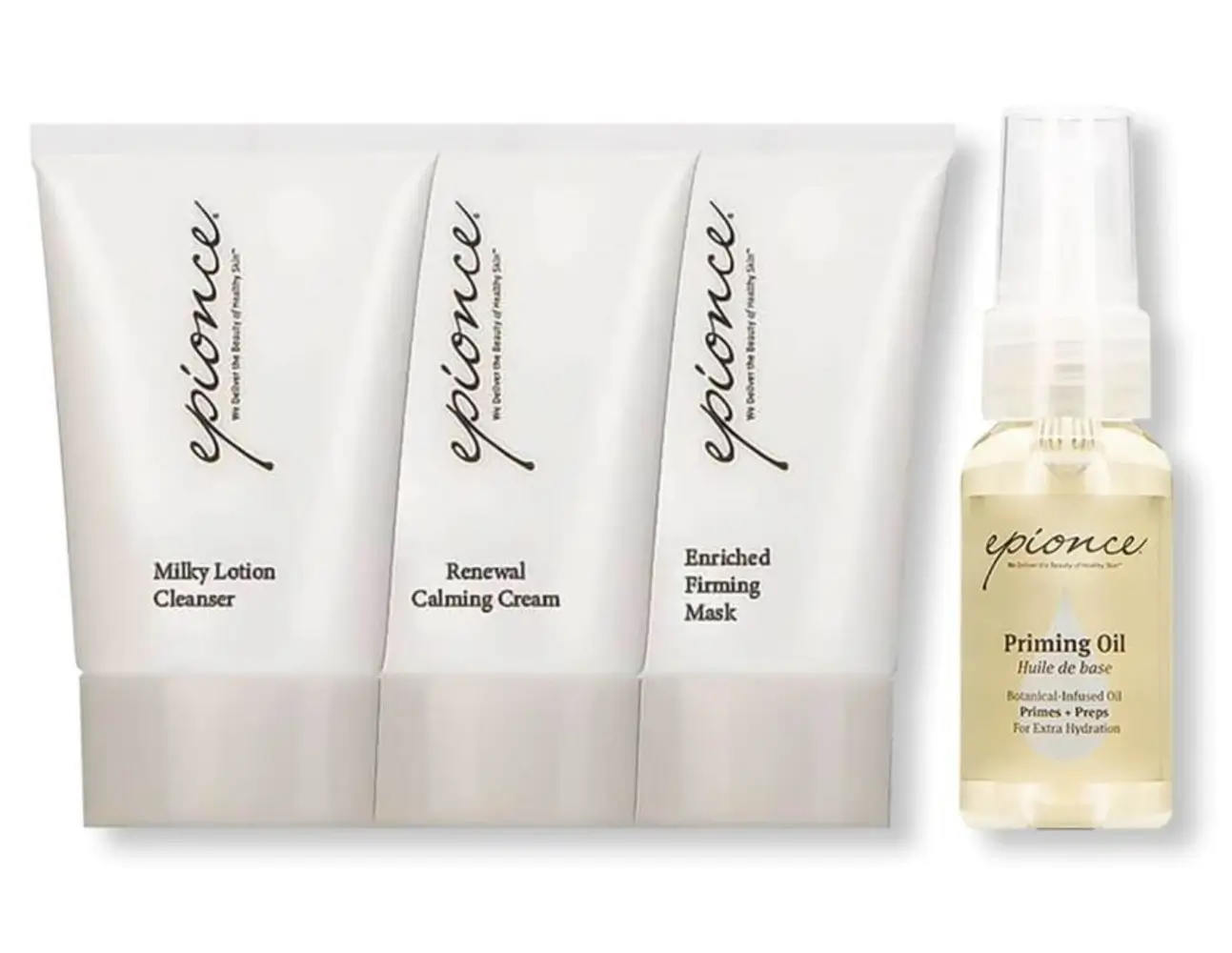 The Epionce Essential Recovery Kit laid out on a marble surface