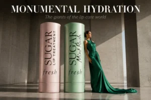 Two Fresh Lip Refresh Set tubes, Sugar Rose and Sugar Mint Rush, on a clean surface.