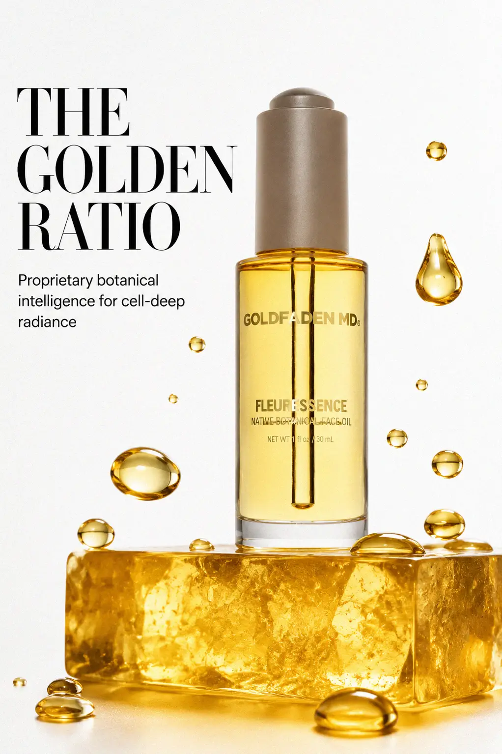 Radiant skin elixir on a vanity