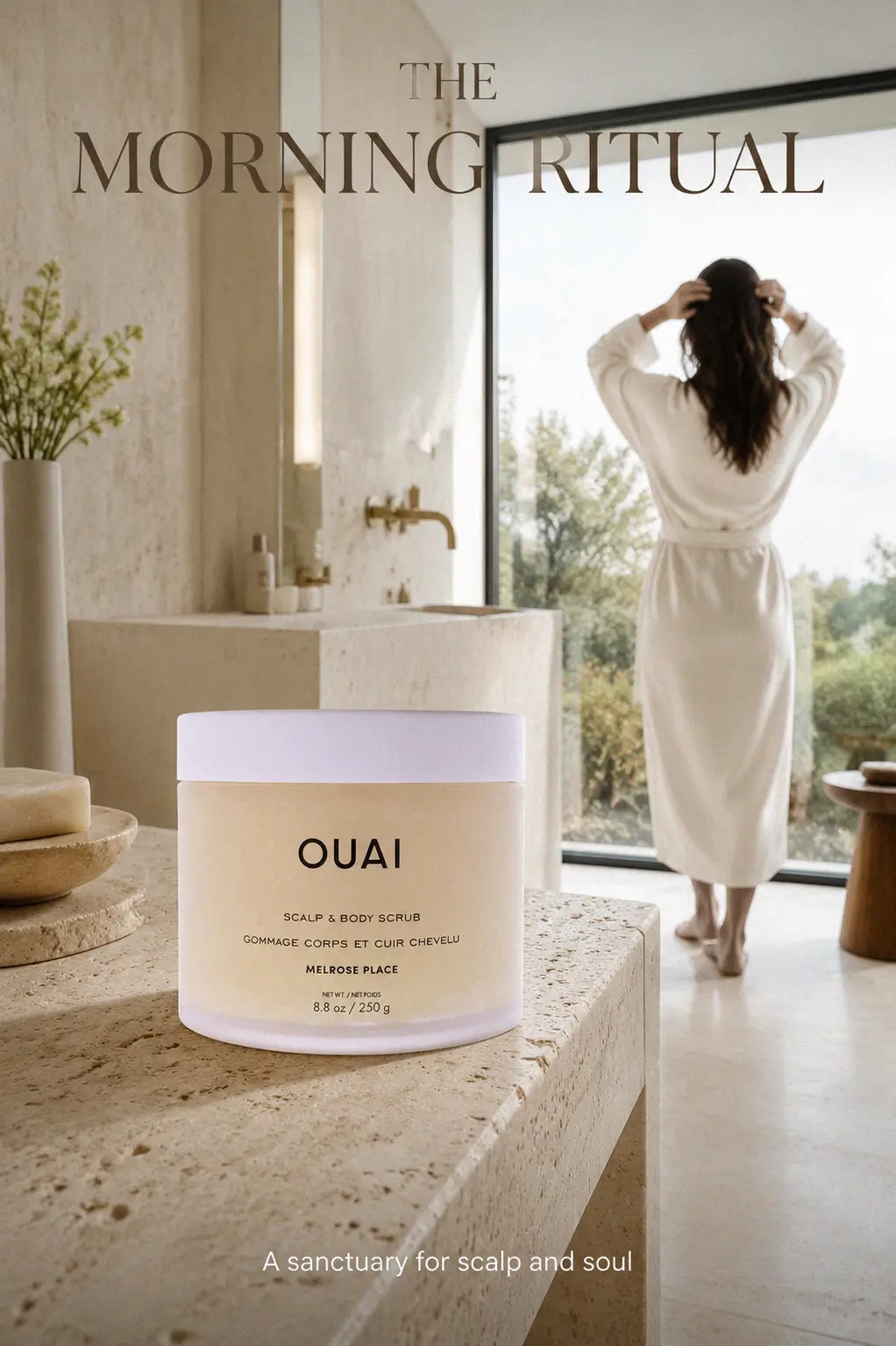 Applying the foaming scrub to the skin during a luxury bath ritual
