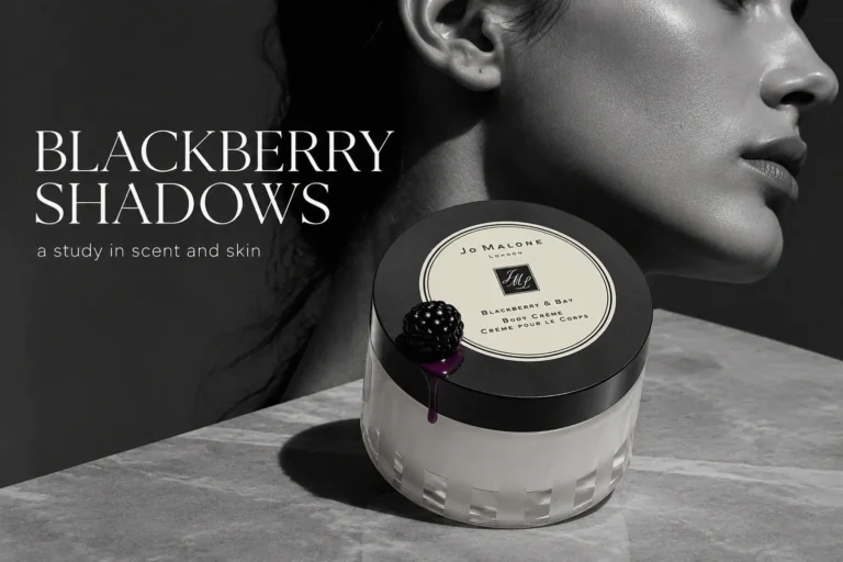 A luxurious glass jar of Jo Malone London Blackberry & Bay Body Creme on a clean white surface.