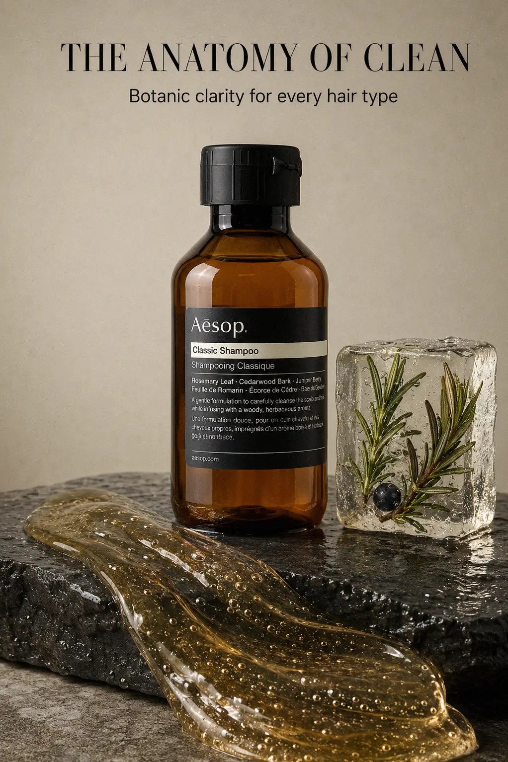 Minimalist amber bottle for a refined vanity
