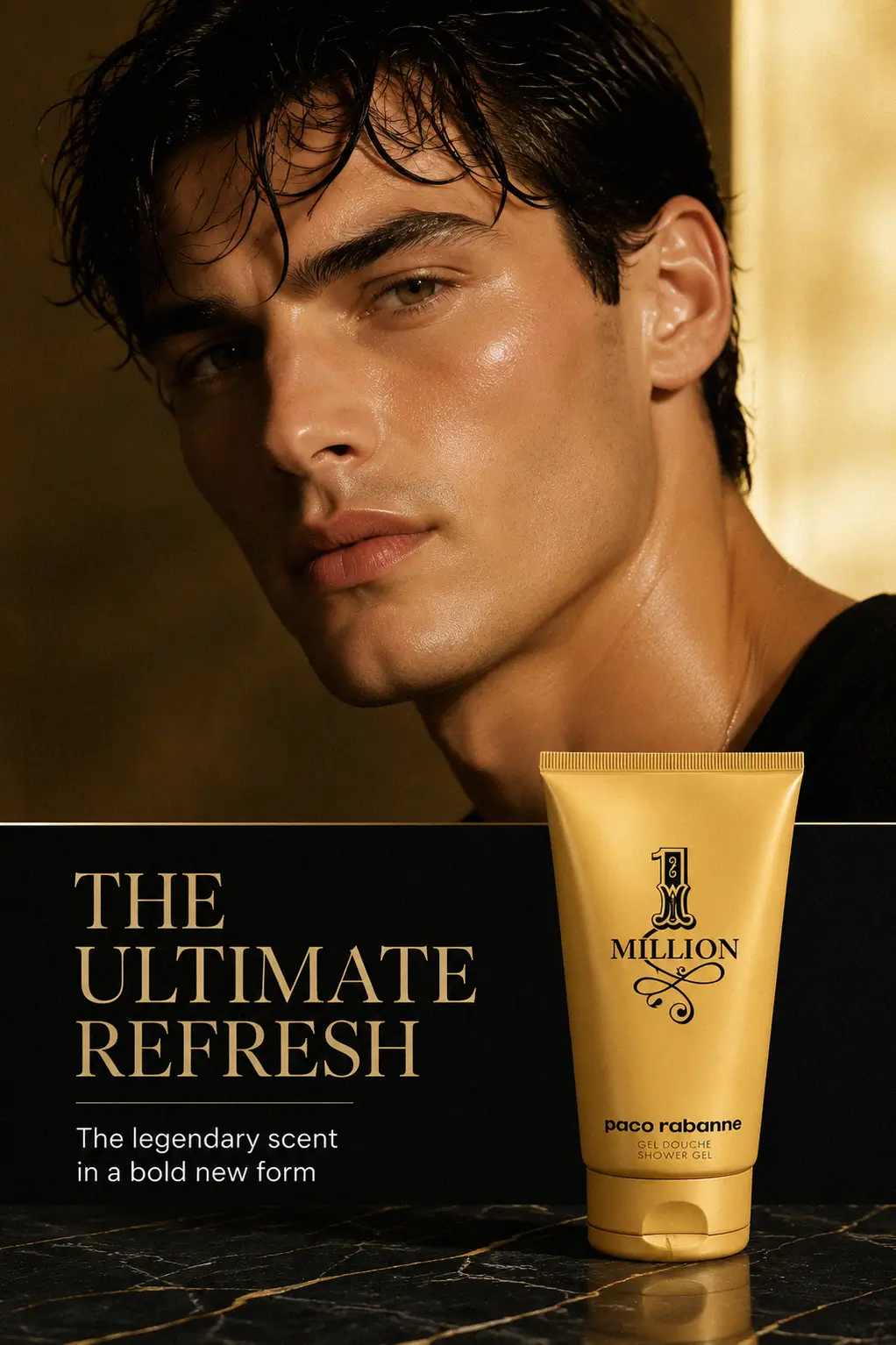 A luxury gift presentation of the Paco Rabanne bath line