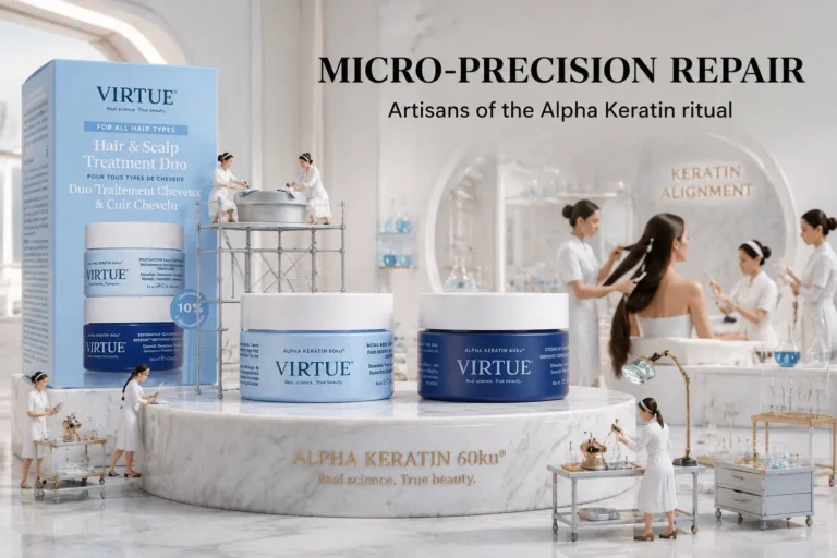 Virtue Hair & Scalp Reset Duo Set packaging featuring a blue shampoo bottle and a white treatment tub.