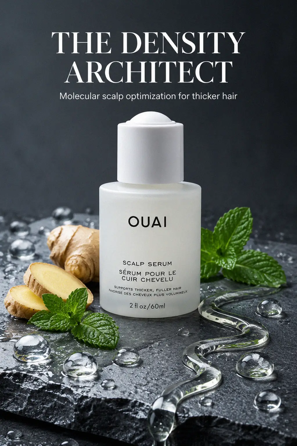 Applying the Ouai Scalp Serum to damp hair