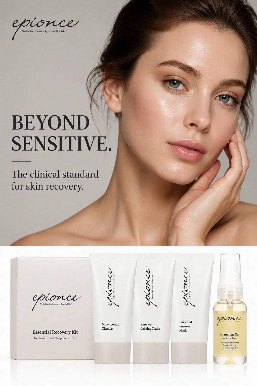Close up of Epionce recovery products