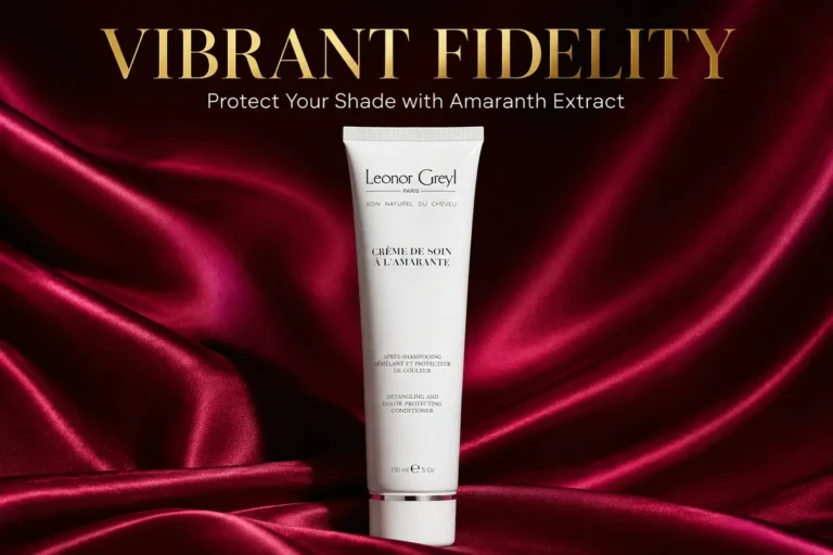 A sleek airless tube of Leonor Greyl Paris Crème de Soin à l'Amarante on a white marble surface.