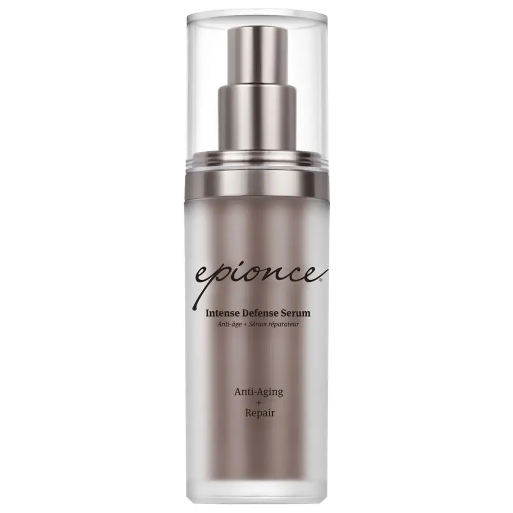 Epionce Intense Defense Serum bottle on a luxury vanity
