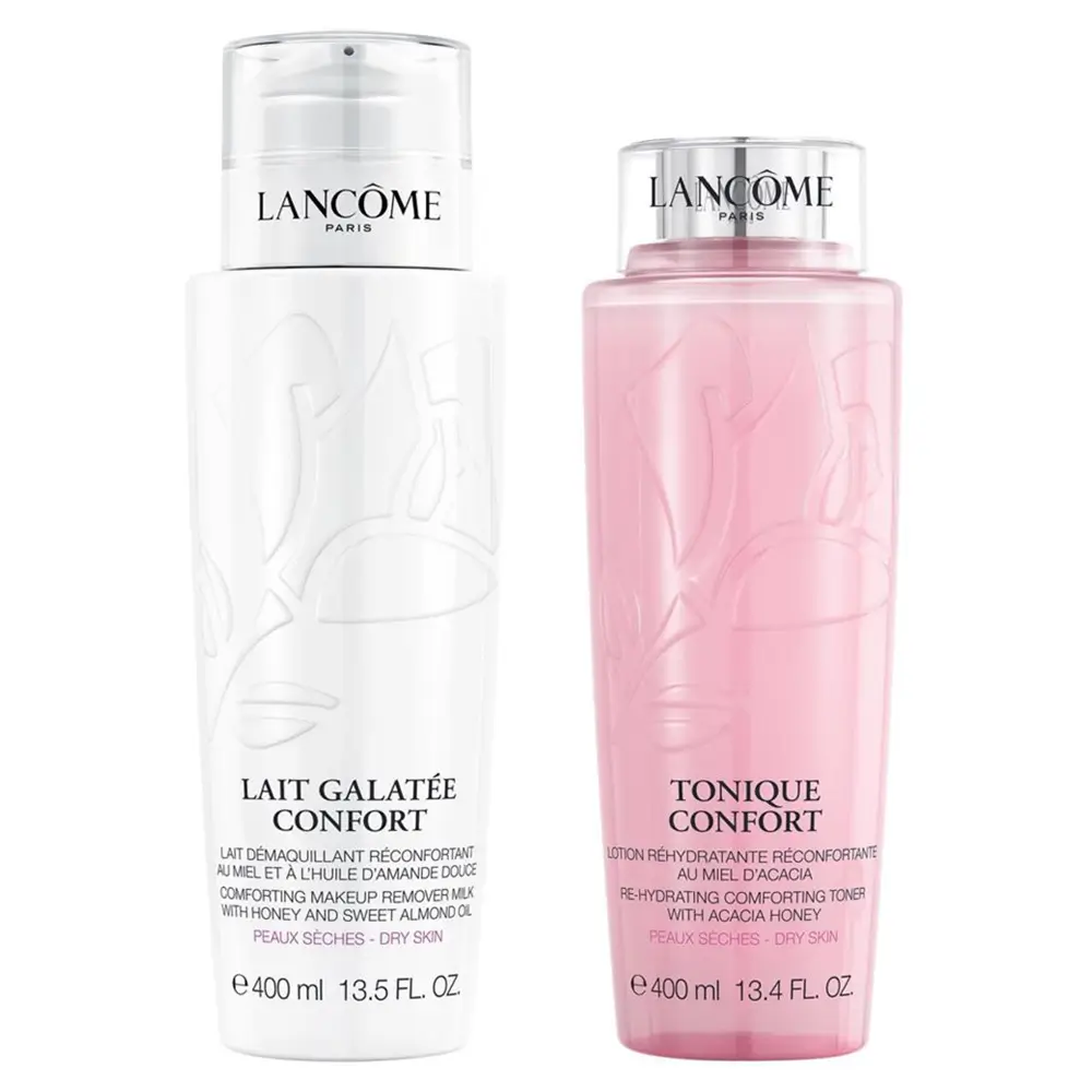 The Lancôme Confort Cleansers Set featuring milk and toner
