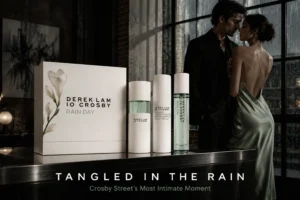 A Derek Lam 10 Crosby Rain Day Spring Gift Set featuring three white bottles of perfume on a clean white surface.
