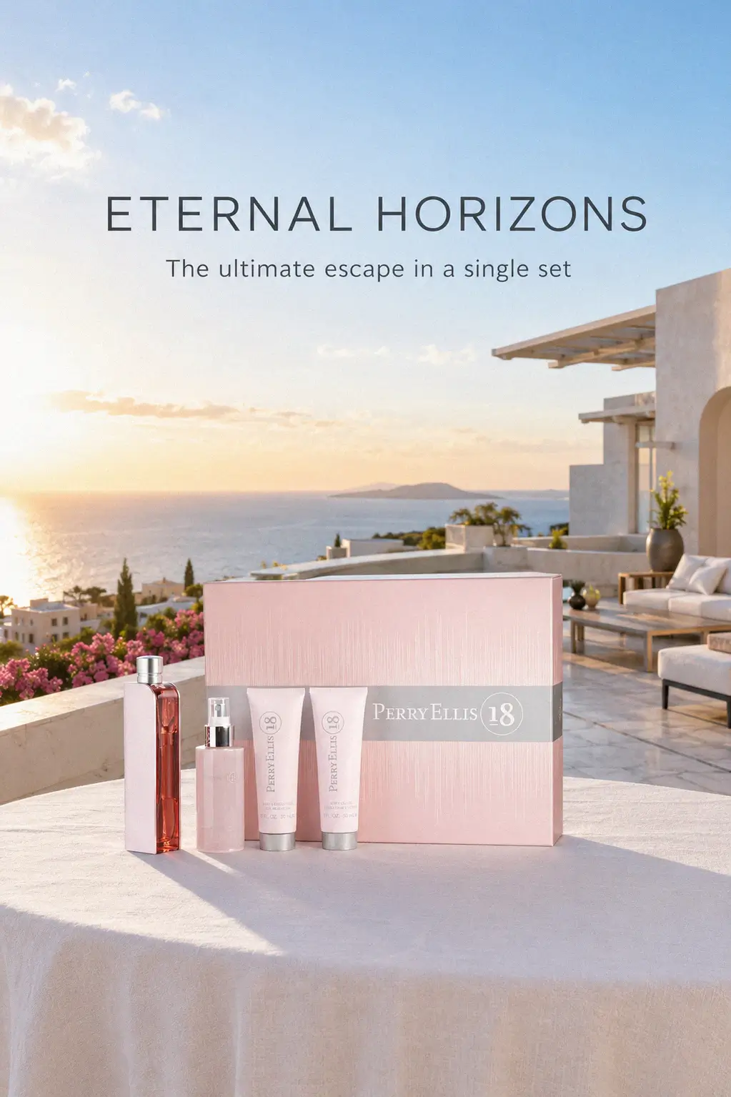 Perry Ellis 18 Gift Set For Women body care and fragrance bottles