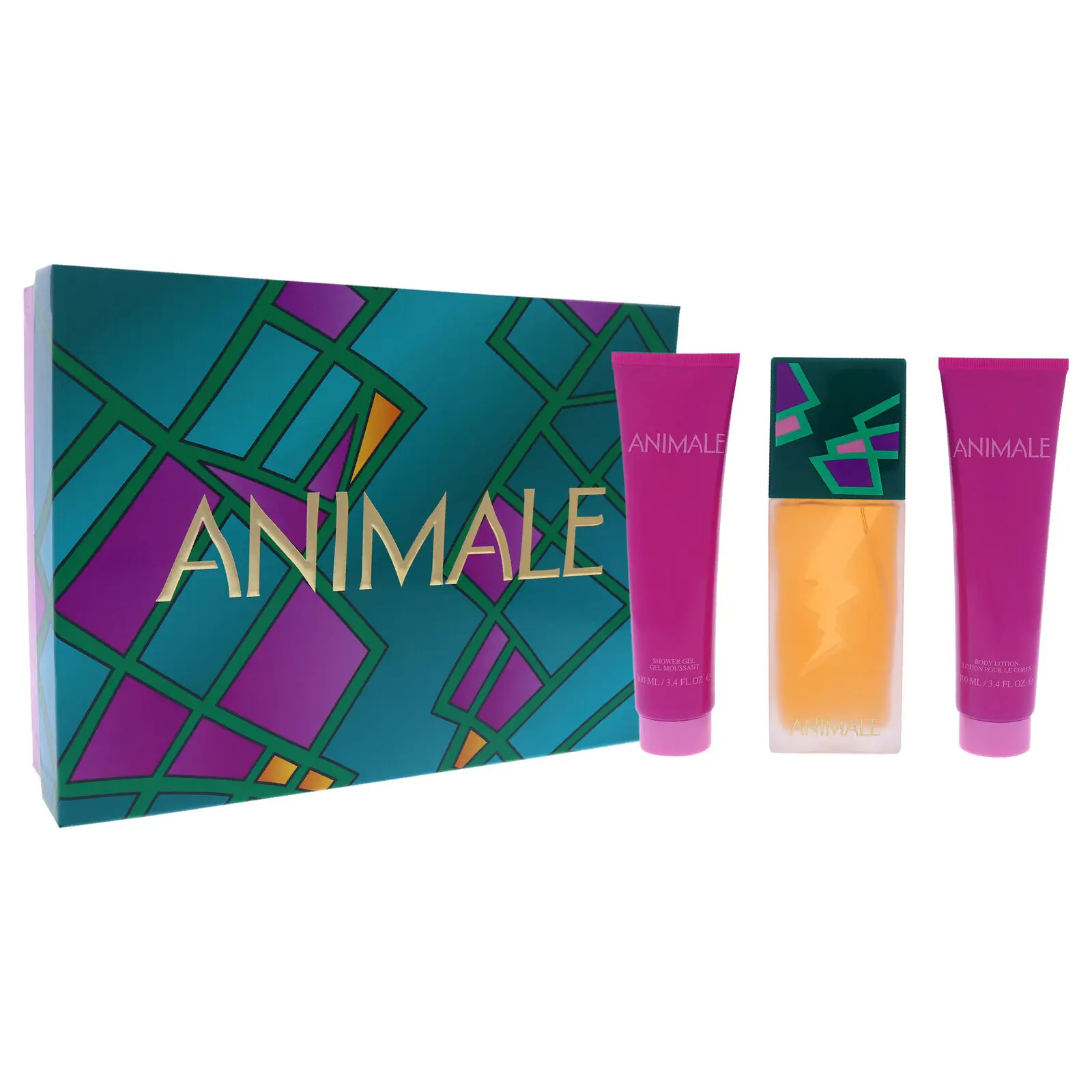 The Animale Perfume Gift Set For Women on a minimalist vanity