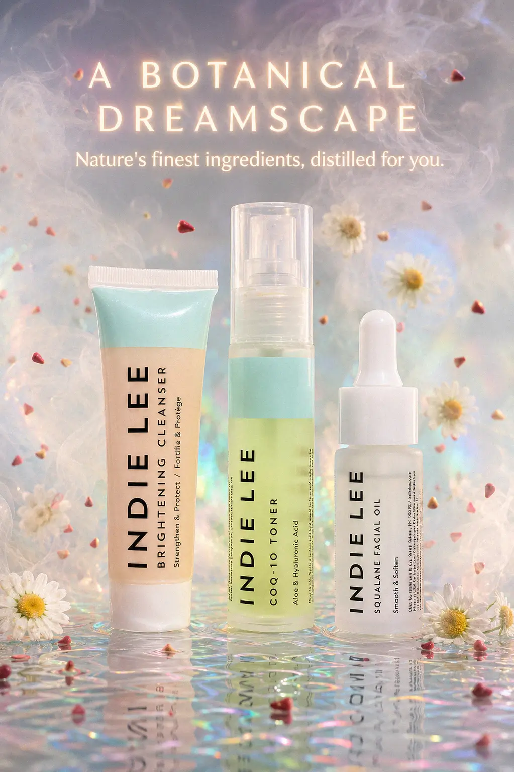 Daily skincare routine with squalane and toner