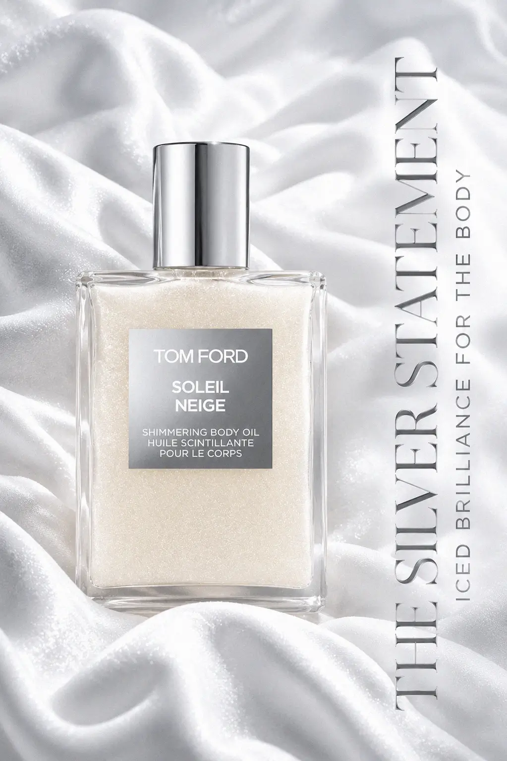 Luxury shimmering body oil application