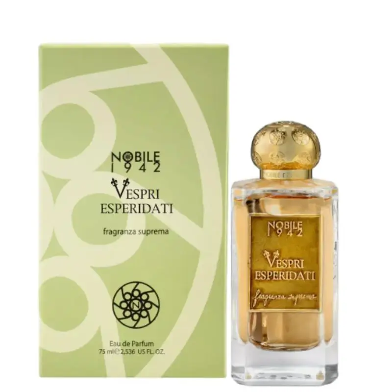 Vespri Esperidati Eau De Parfum bottle on a marble surface