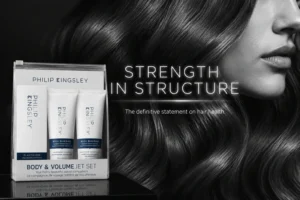 Three white tubes of Philip Kingsley Body and Volume Jet Set arranged neatly on a clean white surface.