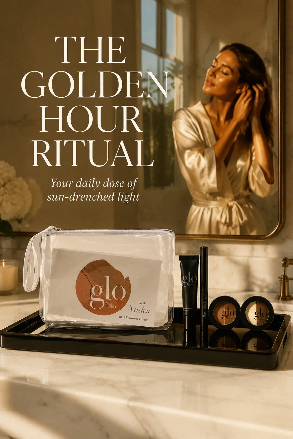Polished bronze makeup set for a natural look