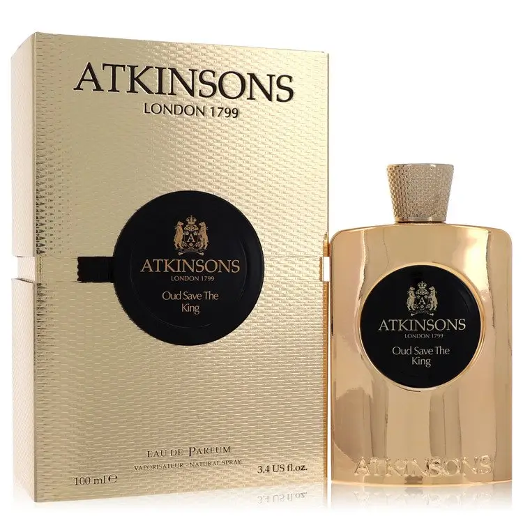 Atkinsons Oud Save The King bottle in a luxury setting