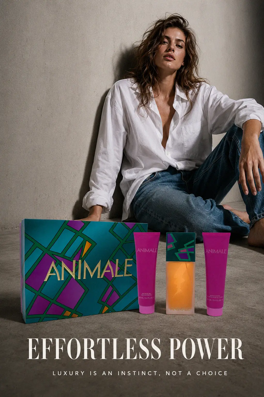 Close up of the Animale 3-piece perfume set packaging